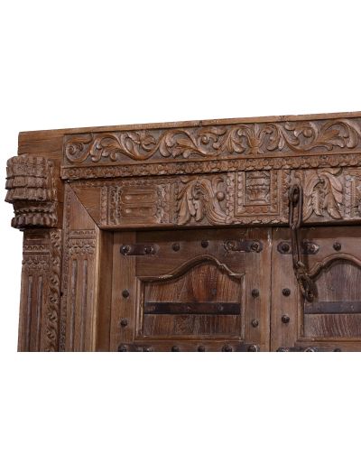 Starožitné dvere s rámom z Gujaratu, tíkové drevo, 162x56x217cm