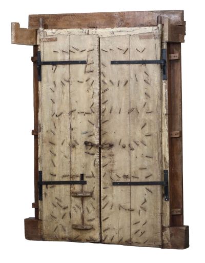 Starožitné dvere s rámom z Gujaratu, tíkové drevo, 162x56x217cm