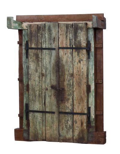 Starožitné dvere s rámom z Gujaratu, tíkové drevo, 157x53x210cm
