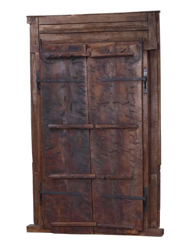 Starožitné dvere s rámom z Gujaratu, tíkové drevo, 155x29x255cm