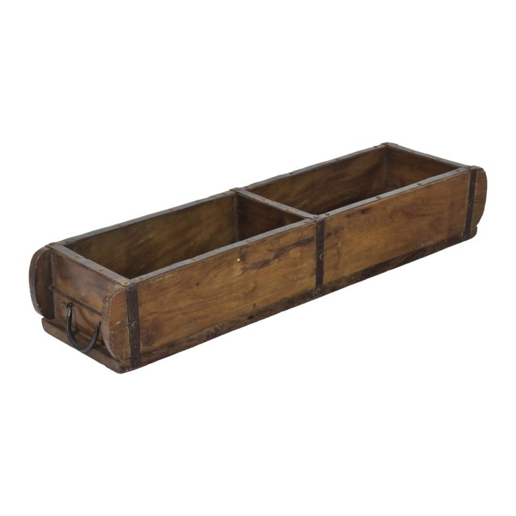 Hrantík pod kvetináč z teakového dreva, pôvodne forma na tehly, 60x15x9cm