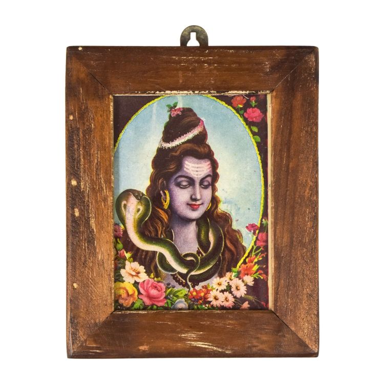 Šiva, obrázok v rámčeku z teakového dreva, 12x1x15cm