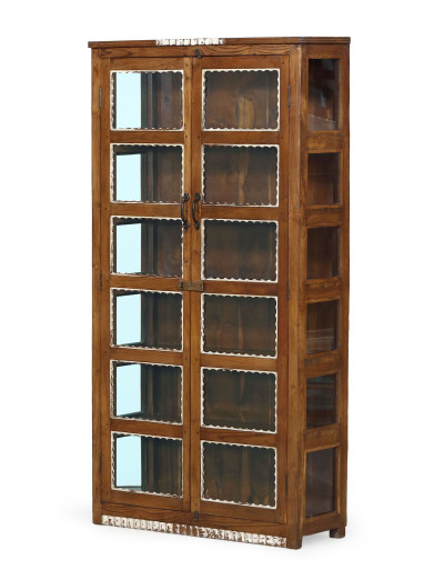 Presklená skrinka z teakového dreva, 88x31x156cm