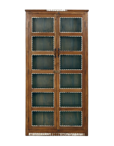 Presklená skrinka z teakového dreva, 88x31x156cm