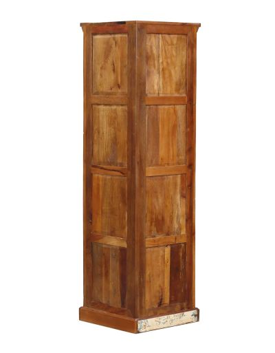 Rohová presklená skriňa z teakového dreva v "Goa" štýle, 72x52x180cm