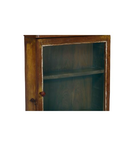 Stará presklená skrinka z teakového dreva, 41x13x58cm