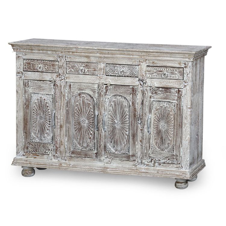 Komoda z mangového dreva, ručné rezby, 156x44x112cm