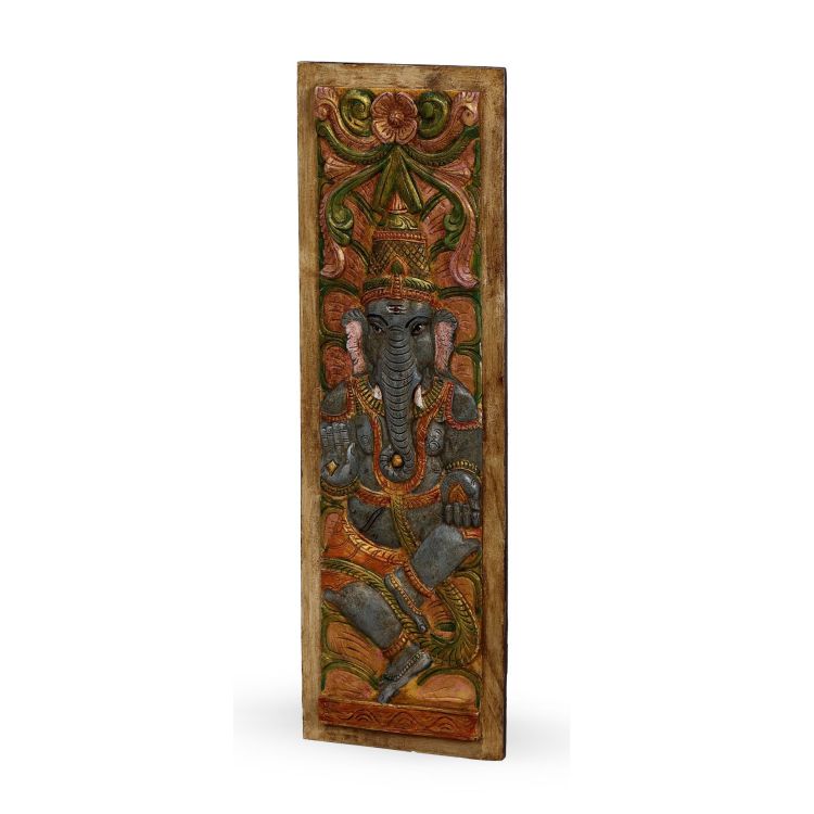 Vyrezávaný panel Ganéš, 29x4x92cm