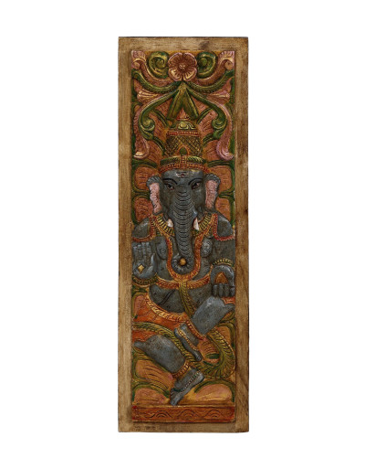 Vyrezávaný panel Ganéš, 29x4x92cm