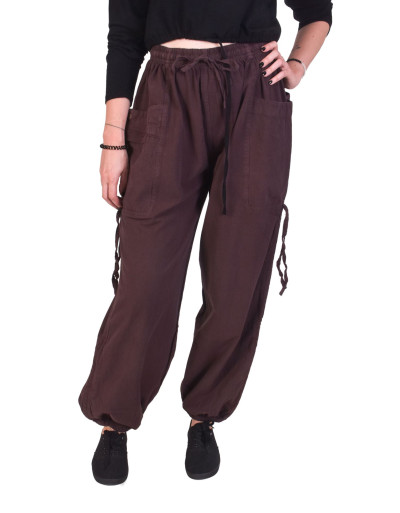 Skracovacie pohodlné unisex nohavice, hnedé