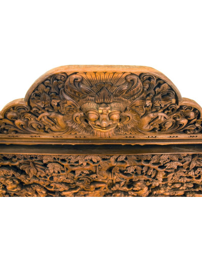 Drevený panel, výjav z Ramajány, 230x5x85cm