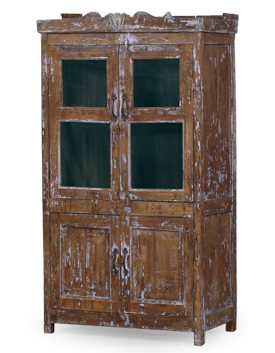 Presklená skrinka z teakového dreva, 85x47x155cm