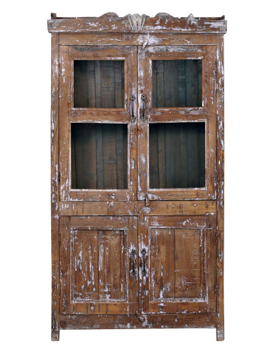 Presklená skrinka z teakového dreva, 85x47x155cm