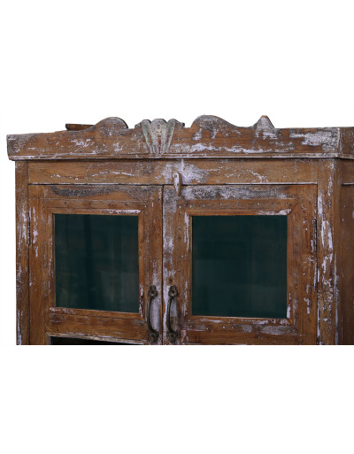 Presklená skrinka z teakového dreva, 85x47x155cm