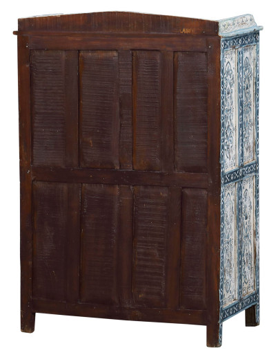 Starožitná skrinka z teakového dreva, ručné maľby, 81x41x115cm