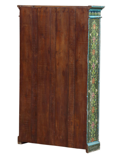 Starožitná skriňa z teakového dreva, ručné maľby, 99x30x160cm