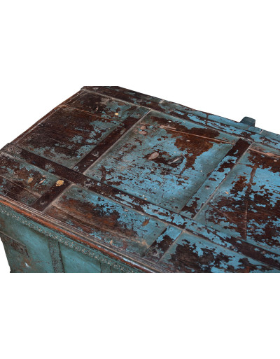 Starožitná truhla na kolieskach z teakového dreva, 158x52x87cm