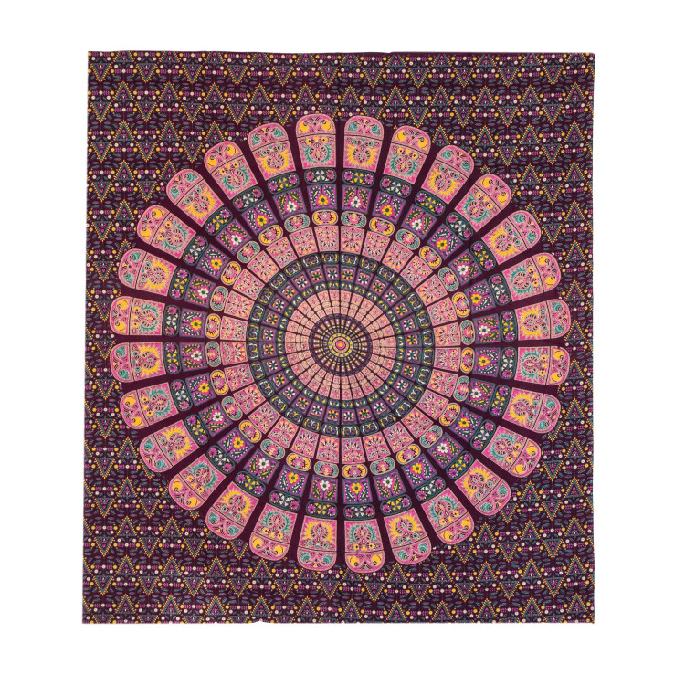 Prikrývka na posteľ, pestrofarebná mandala, 210x230cm