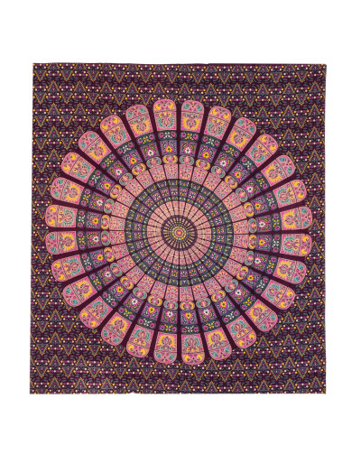 Prikrývka na posteľ, pestrofarebná mandala, 210x230cm