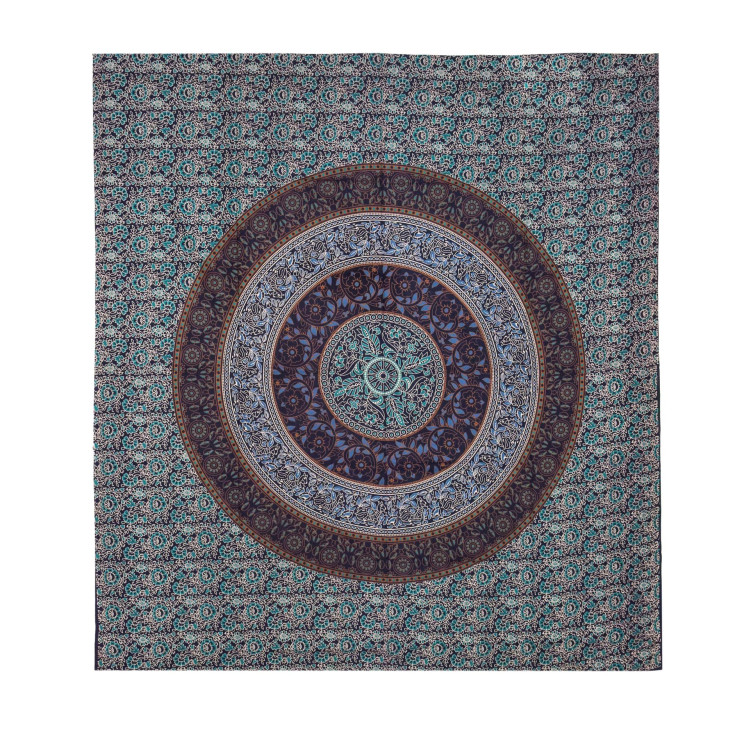 Prikrývka na posteľ, pestrofarebná kvetinová mandala, 230x202cm
