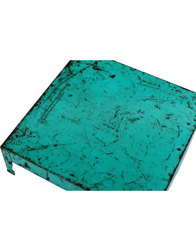 Čajový stolík, kovový, tyrkysová patina, 53x53x15cm