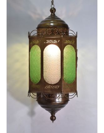 Osemboká kovová presklená lampa v orientálnom štýle, 95cm