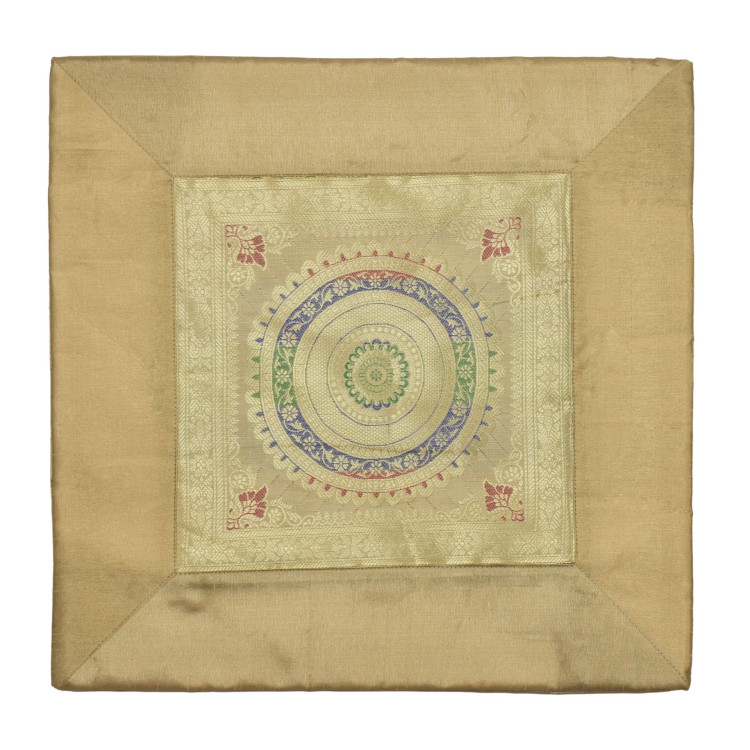 Saténová obliečka na vankúš so zlatou výšivkou, zips, 40x40cm
