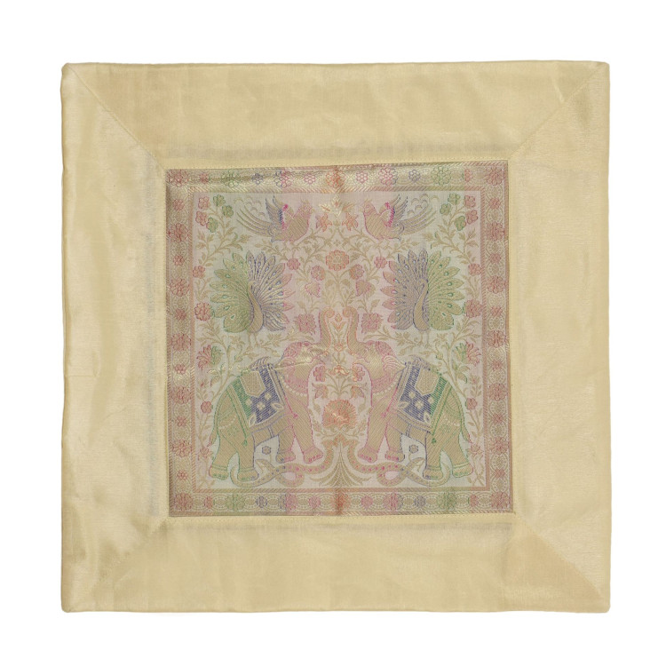 Saténová obliečka na vankúš so zlatou výšivkou, zips, 40x40cm