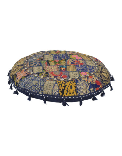 Meditačný vankúš, ručne vyšívaný patchwork, s mušličkami, priemer 70cm