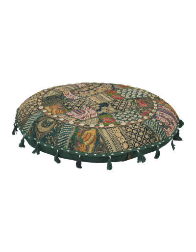 Meditačný vankúš, ručne vyšívaný patchwork, s mušličkami, priemer 70cm