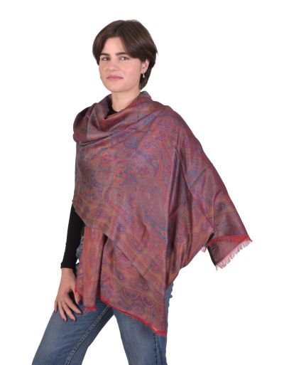Veľký šál s paisley vzorom, červená 75x205cm