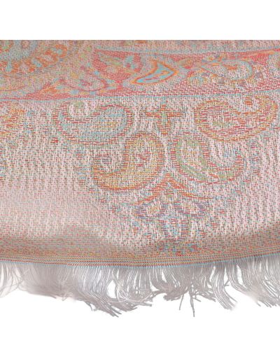 Veľký šál s paisley vzorom, krémovo biely 75x205cm
