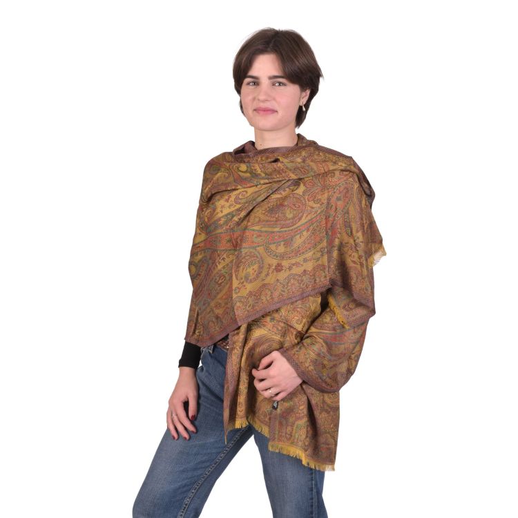 Veľký šál s paisley vzorom, žltý 75x205cm
