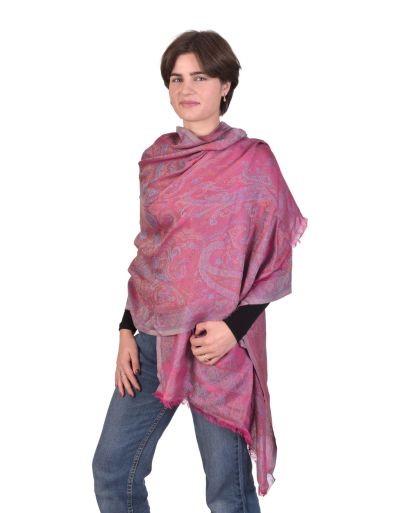 Veľký šál s paisley vzorom, ružový 75x205cm
