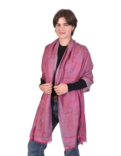 Veľký šál s paisley vzorom, ružový 75x205cm