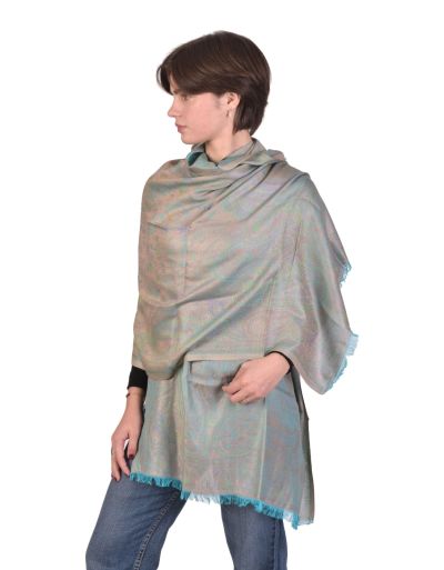 Veľký šál s paisley vzorom, tyrkysový 75x205cm