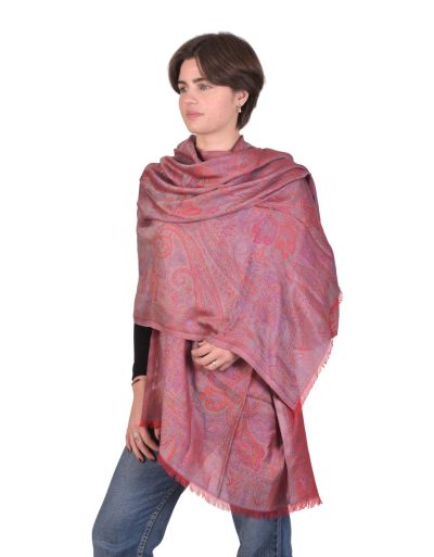 Veľký šál s paisley vzorom, červená 75x205cm