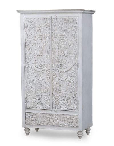 Skriňa z mangového dreva, ručné rezby, 103x55x187cm