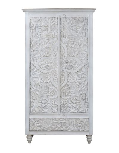 Skriňa z mangového dreva, ručné rezby, 103x55x187cm