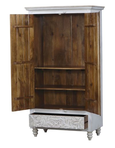 Skriňa z mangového dreva, ručné rezby, 103x55x187cm