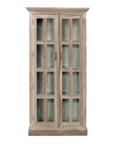 Presklená skrinka z teakového dreva, 90x45x180cm
