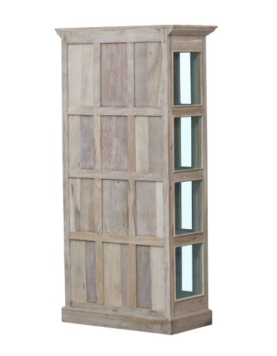 Presklená skrinka z teakového dreva, 90x45x180cm