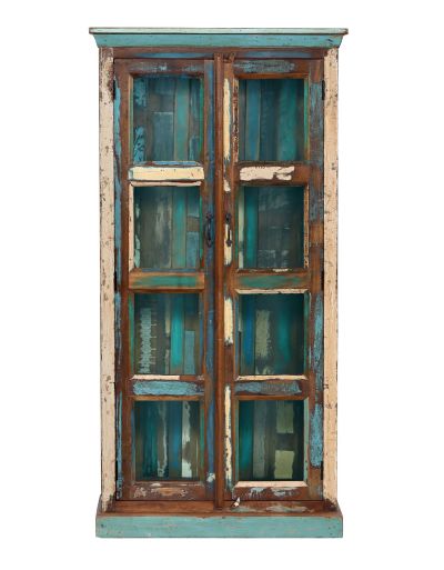 Presklená skriňa v "GOA" štýle z recyklovaného dreva, 90x45x180cm