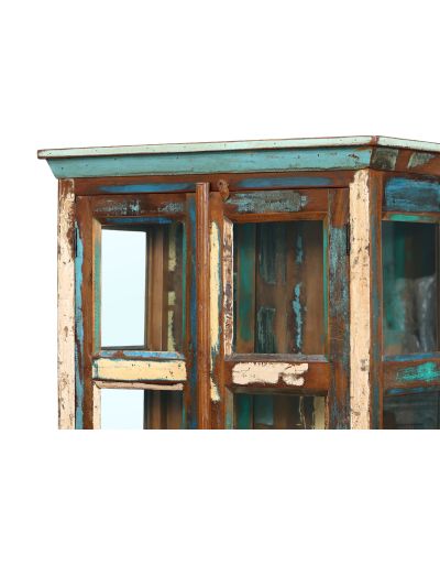 Presklená skriňa v "GOA" štýle z recyklovaného dreva, 90x45x180cm