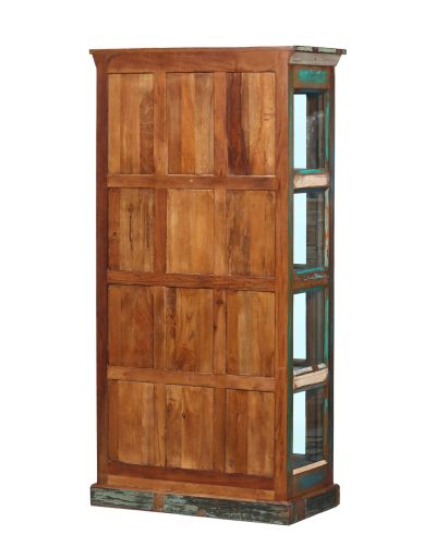 Presklená skriňa v "GOA" štýle z recyklovaného dreva, 90x45x180cm