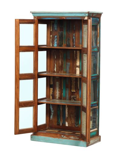 Presklená skriňa v "GOA" štýle z recyklovaného dreva, 90x45x180cm