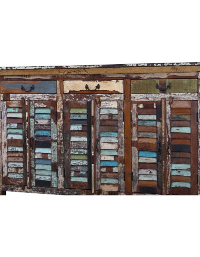 Skrinka z recyklovaného dreva v "Goa" štýle, 180x45x105cm
