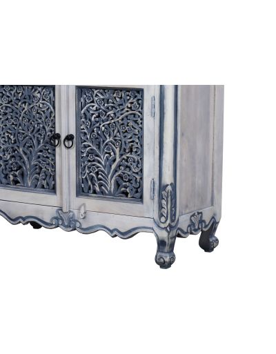 Komoda s ručne vyrezávanými šuplíkmi a dvierkami, 90x40x90cm