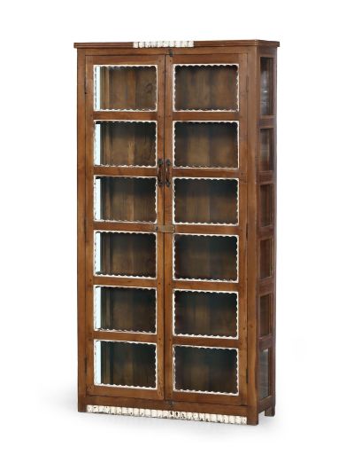 Presklená skriňa z teakového dreva, 88x31x166cm