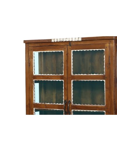 Presklená skriňa z teakového dreva, 88x31x166cm